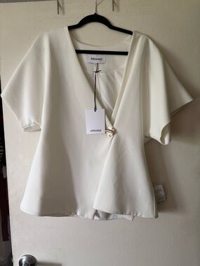 ASOS Arrange Women's Cream V-Neck Faux-Wrap Blouse